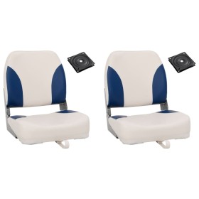 Set asientos plegables para barco 4 uds con cojín blanco y azul de vidaXL, Embarcaciones - Ref: Foro24-272242, Precio: 135,88...