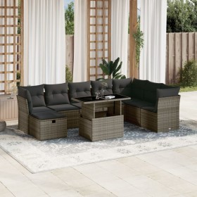 Set de muebles de jardín 9 pzas y cojines ratán sintético gris de vidaXL, Conjuntos de jardín - Ref: Foro24-3274710, Precio: ...