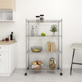 4-level chrome shelving unit with wheels 90x35x142 cm 200 kg by vidaXL, Industrial shelving - Ref: Foro24-324627, Price: 79,9...