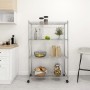 4-level chrome shelving unit with wheels 90x35x142 cm 200 kg by vidaXL, Industrial shelving - Ref: Foro24-324627, Price: 79,9...