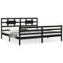 Estructura cama de matrimonio con cabecero madera maciza negro de vidaXL, Camas y somieres - Ref: Foro24-3194460, Precio: 170...