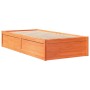 Estructura de cama madera maciza de pino marrón cera 90x200 cm de vidaXL, Camas y somieres - Ref: Foro24-846833, Precio: 150,...