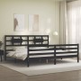 Double bed frame with black solid wood headboard by vidaXL, Beds and slatted bases - Ref: Foro24-3194460, Price: 170,46 €, Di...