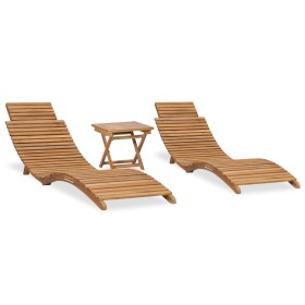 Folding balcony table and chairs 3 pcs solid teak wood by vidaXL, Loungers - Ref: Foro24-3059960, Price: 309,00 €, Discount: %