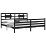 Double bed frame with black solid wood headboard by vidaXL, Beds and slatted bases - Ref: Foro24-3194460, Price: 170,46 €, Di...