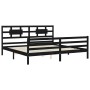 Double bed frame with black solid wood headboard by vidaXL, Beds and slatted bases - Ref: Foro24-3194460, Price: 170,46 €, Di...