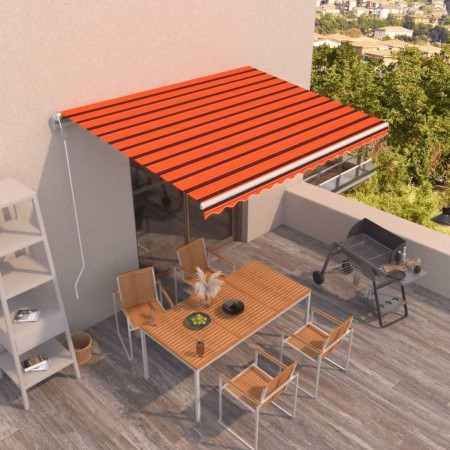 Manual retractable awning in orange and brown, 400x350 cm. by vidaXL, Awnings - Ref: Foro24-3068990, Price: 536,33 €, Discoun...