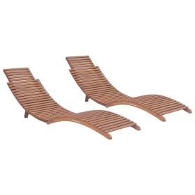 Folding sun loungers 2 units solid teak wood by vidaXL, Loungers - Ref: Foro24-3073170, Price: 328,79 €, Discount: %