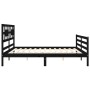 Double bed frame with black solid wood headboard by vidaXL, Beds and slatted bases - Ref: Foro24-3194460, Price: 170,46 €, Di...