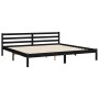 Double bed frame with black solid wood headboard by vidaXL, Beds and slatted bases - Ref: Foro24-3194460, Price: 170,46 €, Di...