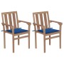 Garden chairs 2 pcs with royal blue cushions teak wood by vidaXL, Garden chairs - Ref: Foro24-3062218, Price: 236,82 €, Disco...