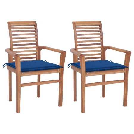 Dining chairs 2 pcs solid teak wood and royal blue cushions by vidaXL, Garden chairs - Ref: Foro24-3062605, Price: 190,99 €, ...