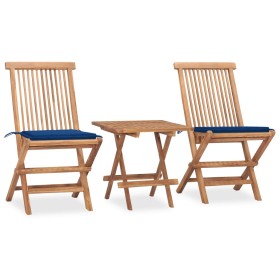 Klappbare Garten-Essgruppe, 3-teilig, Kissen aus Teakholz von vidaXL, Gartensets - Ref: Foro24-3063208, Preis: 159,99 €, Raba...