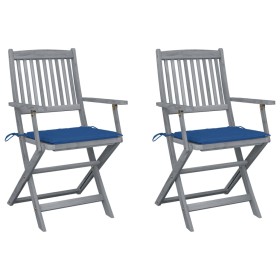 Folding garden chairs 2 pcs cushions solid acacia wood by vidaXL, Garden chairs - Ref: Foro24-3064492, Price: 117,99 €, Disco...