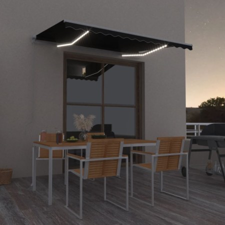 Manual retractable awning with anthracite LED 350x250 cm by vidaXL, Awnings - Ref: Foro24-3068884, Price: 270,64 €, Discount: %