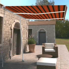 Toldo retráctil manual con LED naranja y marrón 350x250 cm de vidaXL, Toldos - Ref: Foro24-3069525, Precio: 384,19 €, Descuen...