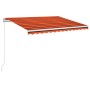 Manual retractable awning with orange and brown LED 350x250 cm by vidaXL, Awnings - Ref: Foro24-3068885, Price: 270,50 €, Dis...