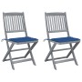 Folding garden chairs 2 units with solid acacia wood cushions by vidaXL, Garden chairs - Ref: Foro24-3064546, Price: 130,60 €...