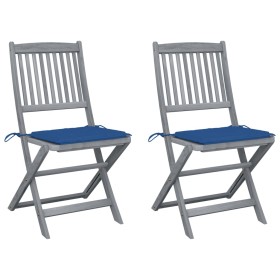 Folding garden chairs 2 units with solid acacia wood cushions by vidaXL, Garden chairs - Ref: Foro24-3064546, Price: 130,34 €...