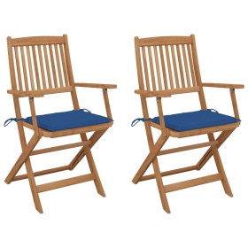 Folding garden chairs 2 units and solid acacia wood cushions by vidaXL, Garden chairs - Ref: Foro24-3064600, Price: 119,81 €,...