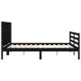 Double bed frame with black solid wood headboard by vidaXL, Beds and slatted bases - Ref: Foro24-3194645, Price: 185,19 €, Di...