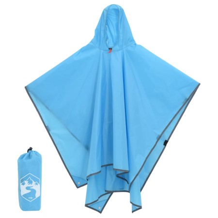 Poncho de lluvia con capucha diseño 2 en 1 azul 223x145 cm de vidaXL, Camping y senderismo - Ref: Foro24-4004198, Precio: 18,...