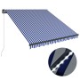 Manual retractable awning with blue and white LED 350x250 cm by vidaXL, Awnings - Ref: Foro24-3051268, Price: 268,99 €, Disco...