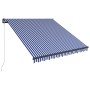 Manual retractable awning with blue and white LED 350x250 cm by vidaXL, Awnings - Ref: Foro24-3051268, Price: 268,99 €, Disco...