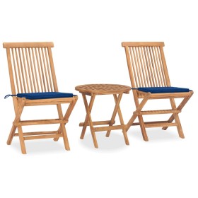 Folding garden dining set 3 pieces teak wood cushions by vidaXL, Garden sets - Ref: Foro24-3063181, Price: 165,20 €, Discount: %