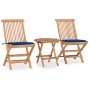 Folding garden dining set 3 pieces teak wood cushions by vidaXL, Garden sets - Ref: Foro24-3063181, Price: 184,34 €, Discount: %