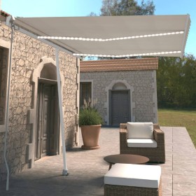 Manual retractable awning with cream-colored LED 350x250 cm by vidaXL, Awnings - Ref: Foro24-3069522, Price: 389,28 €, Discou...