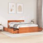 Wax brown pine wood bed frame with drawers 150x200 cm by vidaXL, Beds and slatted bases - Ref: Foro24-3282347, Price: 300,95 ...