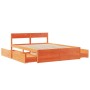 Estructura cama con cajones madera pino marrón cera 150x200 cm de vidaXL, Camas y somieres - Ref: Foro24-3282347, Precio: 301...