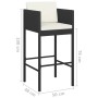 Kitchen stools with 4 black synthetic rattan cushions by vidaXL, Garden chairs - Ref: Foro24-316676, Price: 264,23 €, Discoun...