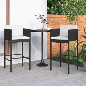 Kitchen stools with cushions 2 pcs black synthetic rattan by vidaXL, Garden chairs - Ref: Foro24-316673, Price: 164,99 €, Dis...