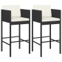 Kitchen stools with cushions 2 pcs black synthetic rattan by vidaXL, Garden chairs - Ref: Foro24-316673, Price: 164,74 €, Dis...