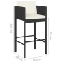 Kitchen stools with cushions 2 pcs black synthetic rattan by vidaXL, Garden chairs - Ref: Foro24-316673, Price: 164,74 €, Dis...