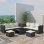 8-teiliges Gartensofa-Set und schwarze synthetische Rattankissen von vidaXL, Gartensets - Ref: Foro24-42995, Preis: 598,26 €,...