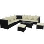 8-teiliges Gartensofa-Set und schwarze synthetische Rattankissen von vidaXL, Gartensets - Ref: Foro24-42995, Preis: 598,26 €,...