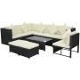 8-teiliges Gartensofa-Set und schwarze synthetische Rattankissen von vidaXL, Gartensets - Ref: Foro24-42993, Preis: 522,44 €,...