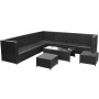 Set de sofás de jardín 8 piezas y cojines ratán sintético negro de vidaXL, Conjuntos de jardín - Ref: Foro24-42993, Precio: 5...