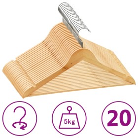 20 Pcs Non-Slip Hardwood Clothes Hanger Set by vidaXL, Hangers - Ref: Foro24-289911, Price: 34,29 €, Discount: %