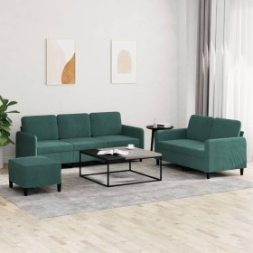 Dreiteilige Sofagarnitur aus dunkelgrünem Samt von vidaXL, Sofas - Ref: Foro24-3202026, Preis: 581,73 €, Rabatt: %