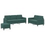 Dreiteilige Sofagarnitur aus dunkelgrünem Samt von vidaXL, Sofas - Ref: Foro24-3202026, Preis: 573,99 €, Rabatt: %