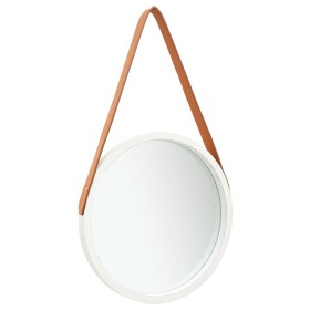 Espejo de pared con correa blanco 40 cm de vidaXL, Espejos - Ref: Foro24-320360, Precio: 37,99 €, Descuento: %