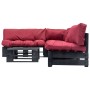 Garden pallet furniture with red cushions 4 pieces wood by , Garden sets - Ref: Foro24-277423, Price: 334,99 €, Discount: %