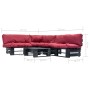 Garden pallet furniture with red cushions 4 pieces wood by , Garden sets - Ref: Foro24-277423, Price: 334,99 €, Discount: %