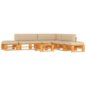 6-piece pallet furniture and honey-impregnated pine wood cushions by , Garden sets - Ref: Foro24-3066880, Price: 565,41 €, Di...