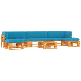 6-piece pallet furniture and honey-impregnated pine wood cushions by , Garden sets - Ref: Foro24-3066953, Price: 491,99 €, Di...