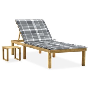 Garden lounger with impregnated pine wood table and cushion by , Loungers - Ref: Foro24-3065848, Price: 127,27 €, Discount: %